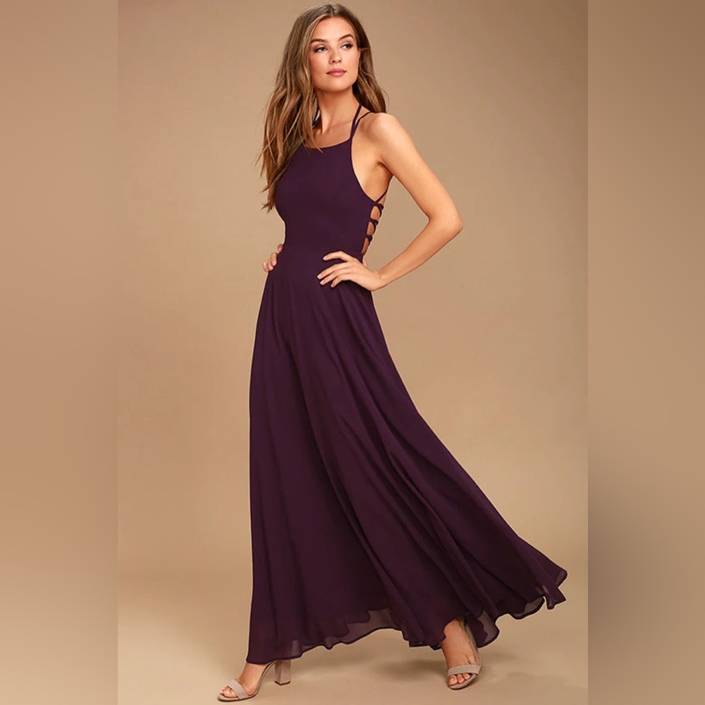 Strappy To Be Here Purple Lace-Up Maxi Dress